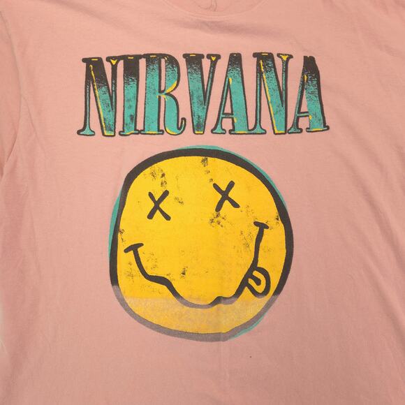 Nirvana Band Crew Neck Short Sleeve T Shirt Womens Size Extra Large XL Pink - Picture 4 of 9